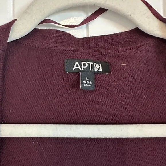 Sequin embellished plum berry open front cardigan, size L - Picture 2 of 7